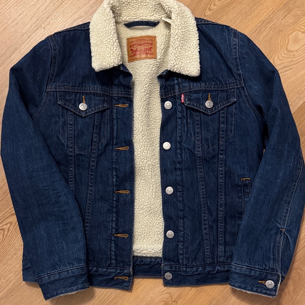 Levi's Dark Blue Jacket with Cream Sherpa